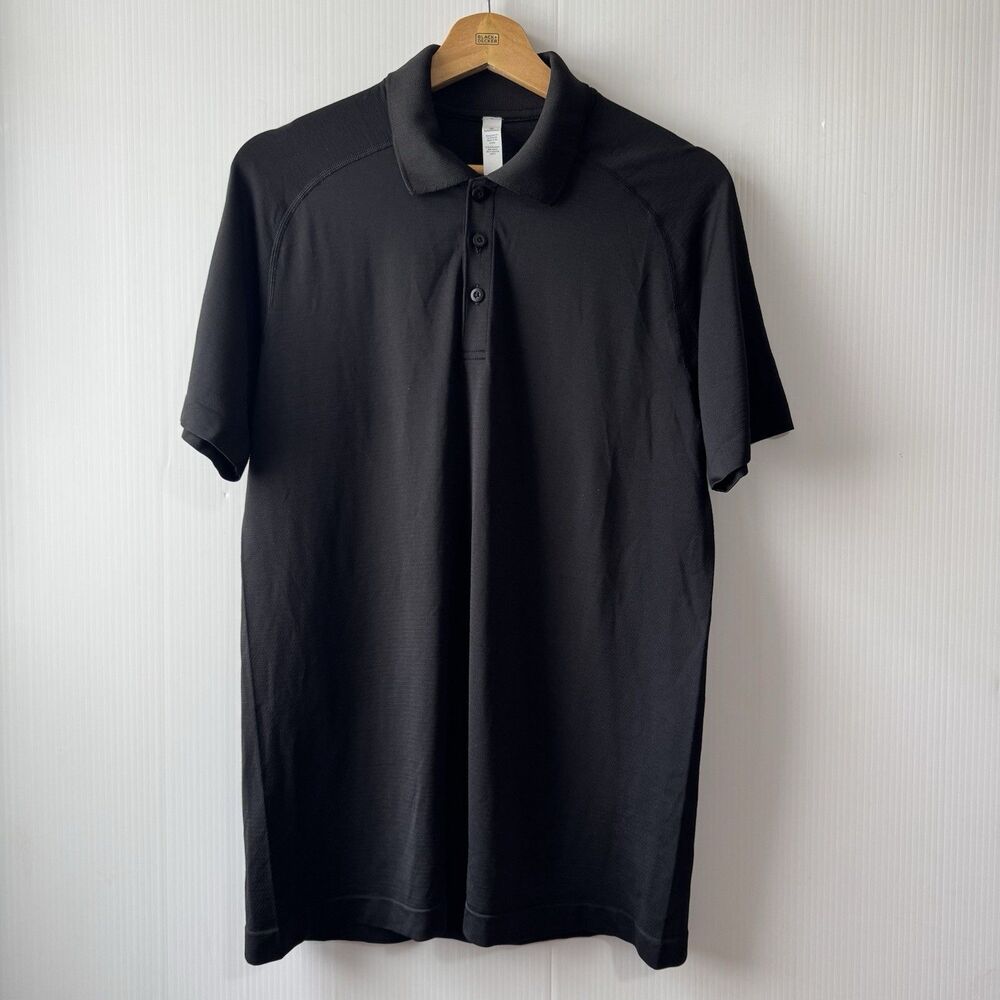 Lululemon Men’s Metal Vent Tech Polo Shirt Sz M Black Short Sleeve